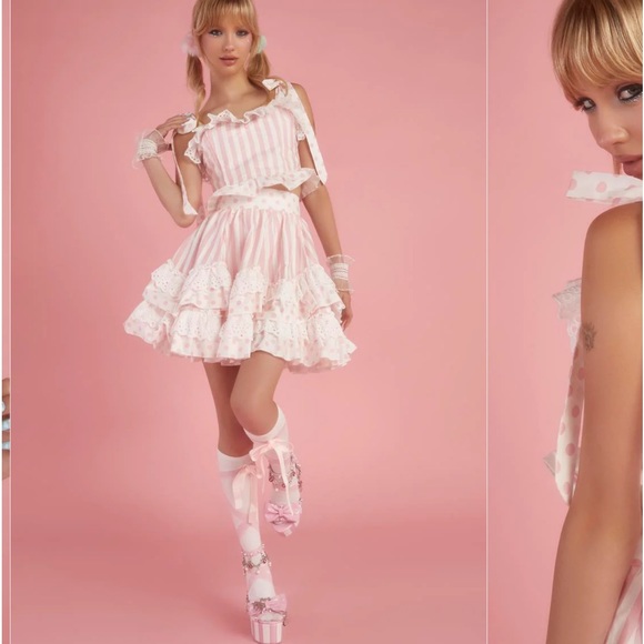 📍📍📍 ISO DOLLS KILL SUGAR THRILLZ HOLD YOUR APPLAUSE CROP TOP (XL) & Skirt (L) - Picture 1 of 5